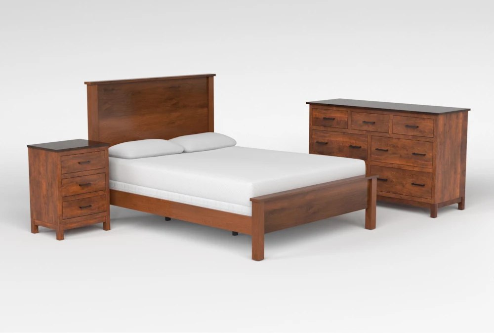 Reagan Asbury II Queen Wood 3 Piece Bedroom Set With Dresser & 3-Drawer Nighstand