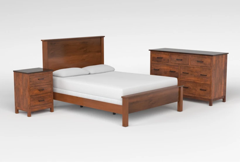 Reagan Asbury II Queen Wood 3 Piece Bedroom Set With Dresser & 3-Drawer Nighstand - 360