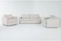 Basil Porcelain White 3 Piece Sofa, Love & Swivel Cuddler Set - Signature