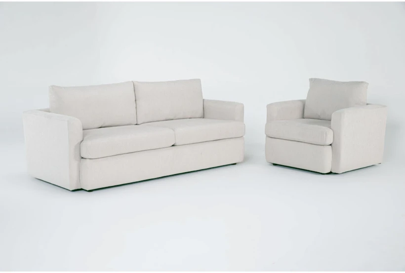 Basil Porcelain 2 Piece Queen Sleeper Sofa & Chair Set - 360