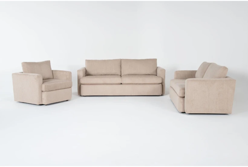 Basil Putty 3 Piece Sofa, Love & Chair Set - 360