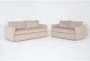 Basil Putty Beige 2 Piece Queen Memory Foam Sleeper Sofa & Love Set - Signature