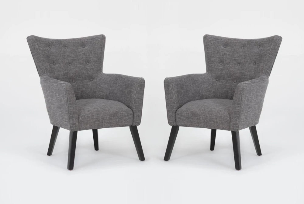 Julinha Grey Wingback Accent Arm Chairs, Set of 2