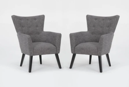 Julinha Grey Wingback Accent Arm Chairs, Set of 2 - Main
