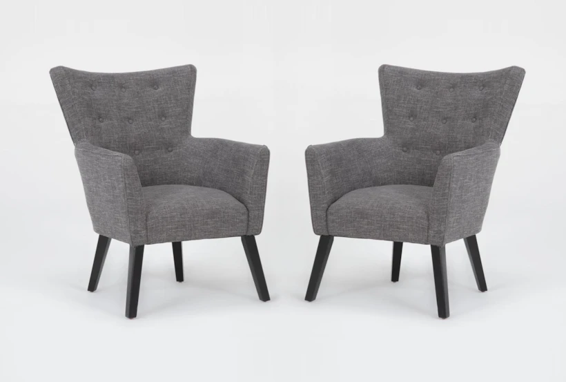 Julinha Grey Wingback Accent Arm Chairs, Set of 2 - 360