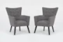 Julinha Grey Wingback Accent Arm Chairs, Set of 2 - Signature