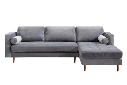 Hitchcock Grey Velvet 2 Piece Sectional With Right Arm Facing Chaise