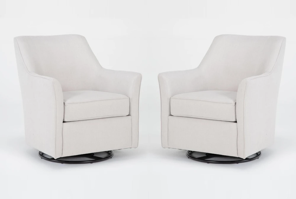 Samira Bone Swivel Glider Accent Arm Chairs, Set of 2