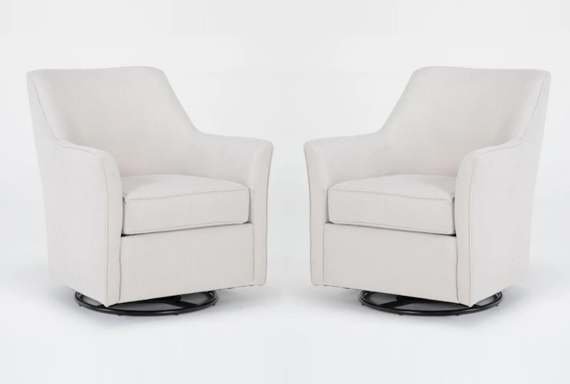 Samira Bone Swivel Glider Accent Arm Chairs, Set of 2 - 360