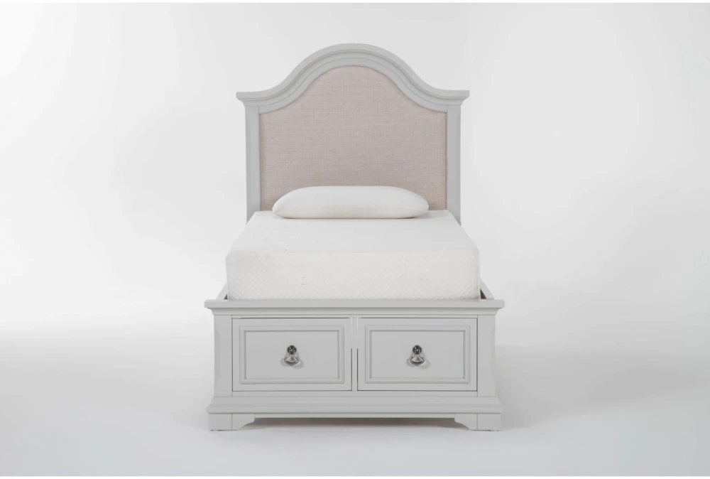 Julia Grey II Twin Wood & Upholstered Storage Bed
