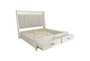 Arris White Queen Wood & Upholstered Shelter Platform Bed With Storage - Storage