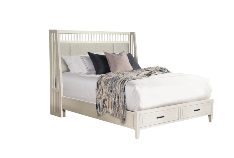 Arris White King Wood & Upholstered Shelter Platform Bed With Storage - 360