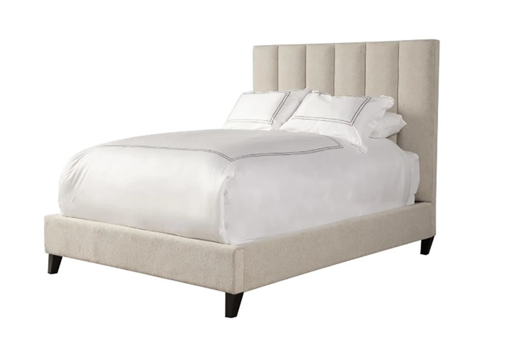 Audrie Beige King Upholstered Panel Bed