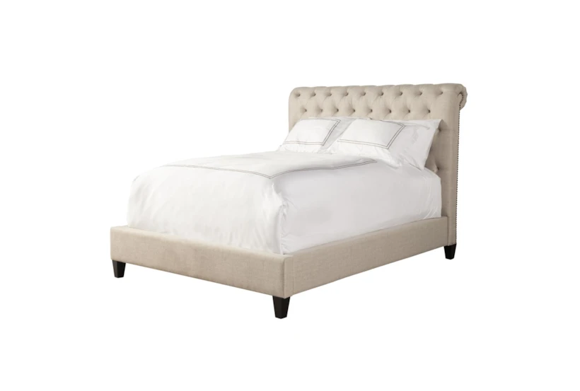 Carleigh Beige King Upholstered Panel Bed - 360