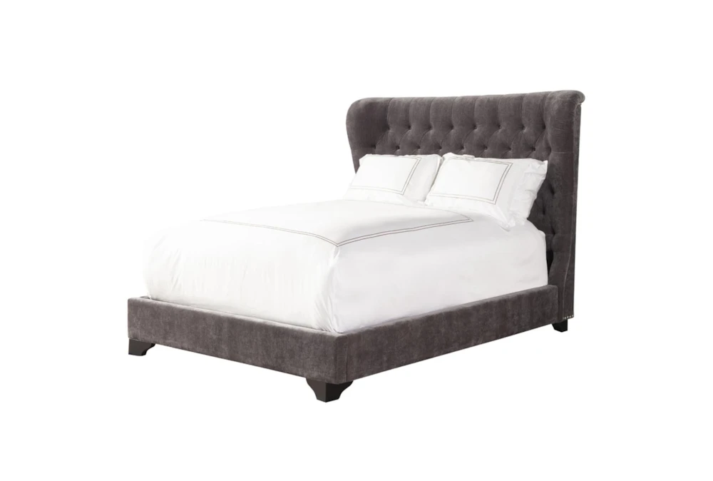 Cailey Charcoal King Upholstered Panel Bed
