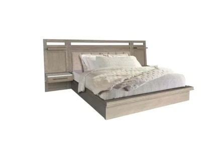 Paxten Grey Queen Wood Platform Wall Bed With Led Lights - Main