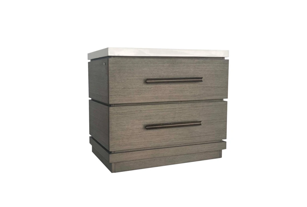 Paxten Grey Two-Tone 2-Drawer Nightstand With Led Light