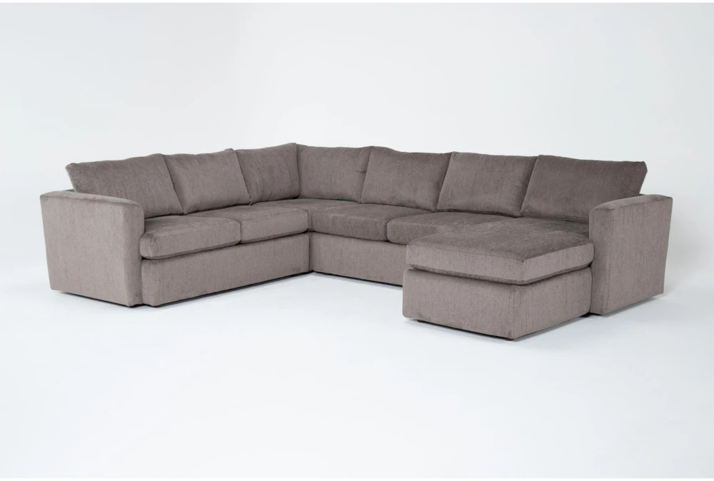 Basil Grey 125" 4 Piece Sectional with Right Arm Facing Chaise