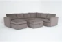 Basil Grey 125" 4 Piece Sectional with Left Arm Facing Chaise & Ottoman - Signature