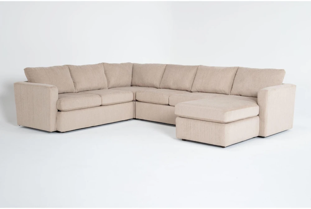 Basil Putty 125" 4 Piece Sectional with Right Arm Facing Chaise