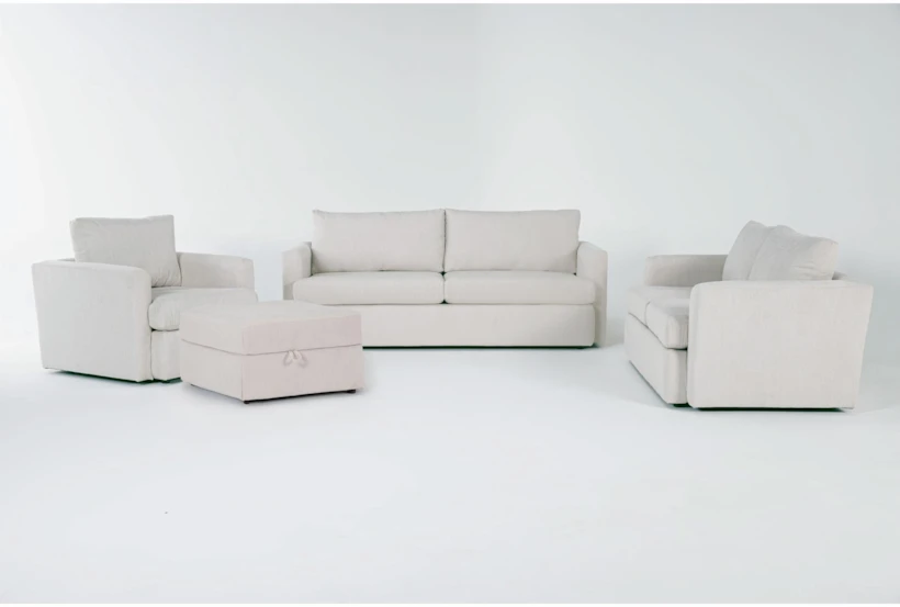 Basil Porcelain 4 Piece Sofa, Love, Chair & Ottoman Set - 360