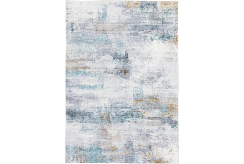 7'6"X9'6" Rug-Quinn Grey & Seaglass Abstract Machine Washable Stain Resistant - 360