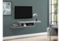 Stone Grey 60" Asymmetrical Wall Mounted Floating Modern Tv Stand - Room
