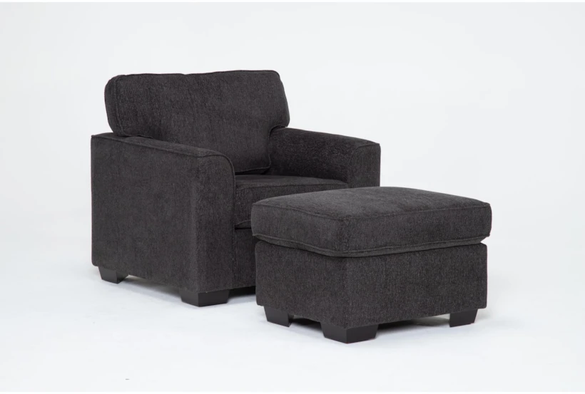 Shea Charcoal Arm Chair & Ottoman Set - 360