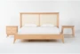 Mariko California King Wood & Cane Platform 3 Piece Bedroom Set With 1-Drawer & 2-Drawer Nighstands - Signature