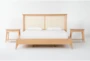 Mariko King Wood & Cane Platform 3 Piece Bedroom Set With 2 1-Drawer Nighstands - Signature