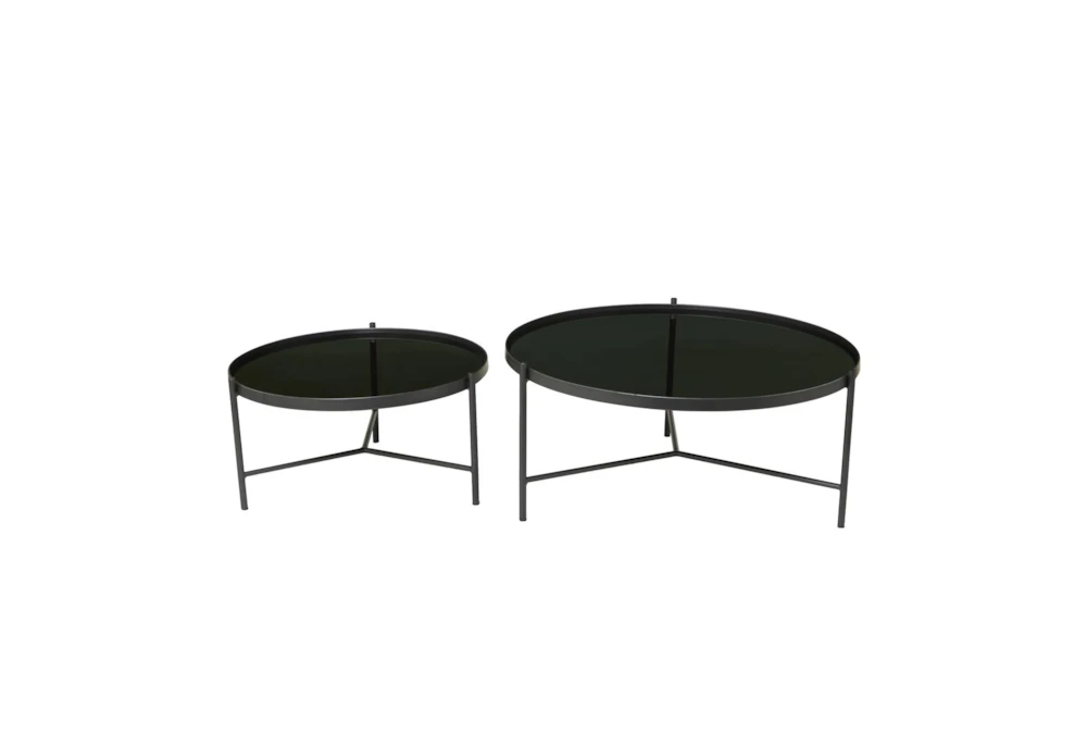 Industrial Black Metal Round Nesting Round Coffee Table