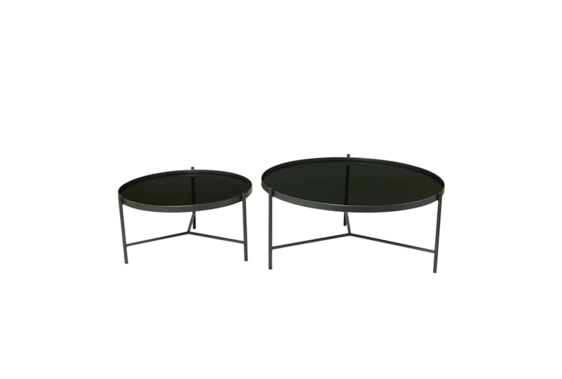 Industrial Black Metal Round Nesting Round Coffee Table - 360