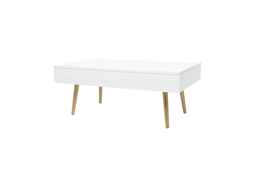 Contemporary White Coffee Table With Storage - 360