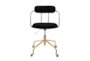 Daria Velvet Black Rolling Office Desk Chair With Gold Metal Frame - Front