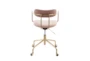 Daria Velvet Pink Rolling Office Desk Chair With Gold Metal Frame - Back