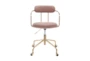 Daria Velvet Pink Rolling Office Desk Chair With Gold Metal Frame - Front