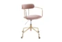 Daria Velvet Pink Rolling Office Desk Chair With Gold Metal Frame - Signature
