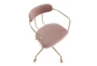 Daria Velvet Pink Rolling Office Desk Chair With Gold Metal Frame - Top