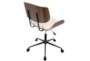 Linnea Walnut + Cream Faux Leather Swivel Adjustable Rolling Office Desk Chair - Back