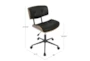 Linnea Walnut + Cream Faux Leather Swivel Adjustable Rolling Office Desk Chair - Detail