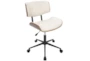 Linnea Walnut + Cream Faux Leather Swivel Adjustable Rolling Office Desk Chair - Front