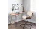 Linnea Walnut + Cream Faux Leather Swivel Adjustable Rolling Office Desk Chair - Room