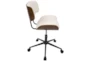 Linnea Walnut + Cream Faux Leather Swivel Adjustable Rolling Office Desk Chair - Side