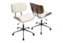Linnea Walnut + Cream Faux Leather Swivel Adjustable Rolling Office Desk Chair - Signature