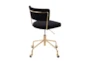 Trixie Velvet Black Rolling Office Desk Chair With Gold Metal Frame - Back