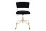 Trixie Velvet Black Rolling Office Desk Chair With Gold Metal Frame - Front