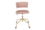 Trixie Velvet Pink Rolling Office Desk Chair With Gold Metal Frame - Front