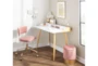 Trixie Velvet Pink Rolling Office Desk Chair With Gold Metal Frame - Room