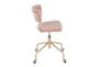 Trixie Velvet Pink Rolling Office Desk Chair With Gold Metal Frame - Side