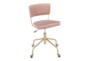 Trixie Velvet Pink Rolling Office Desk Chair With Gold Metal Frame - Signature